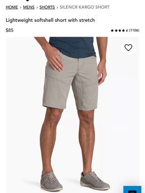 Kuhl Men’s Silencr Kargo Short — Light Gray